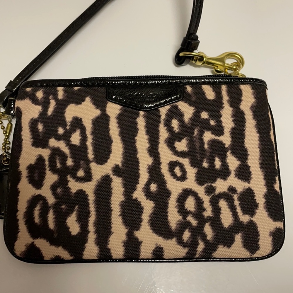 Brown and tan wristlet